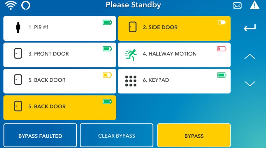 Des Moines security system command screen.